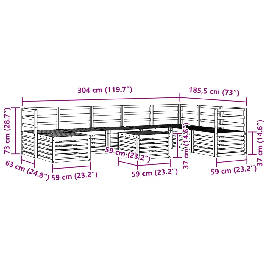 Ensemble de canapés d'extérieur 9 pcs Naturel - 11