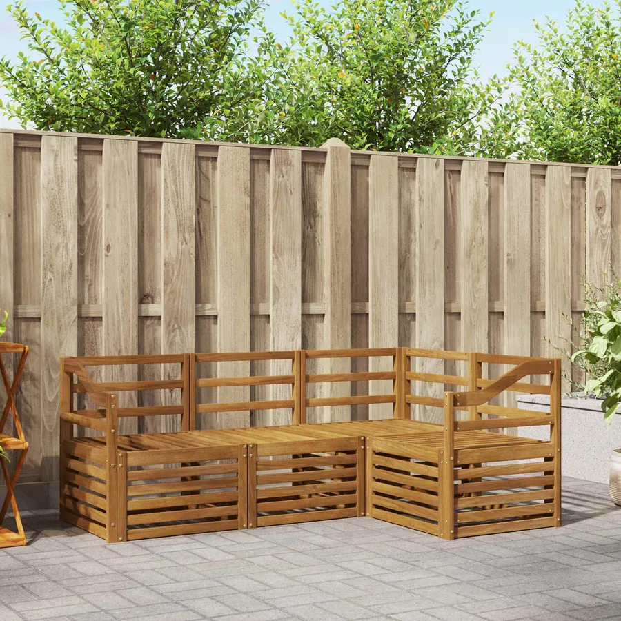 Ensembles de canapés 4 pcs Naturel Bois d'Acacia Massif