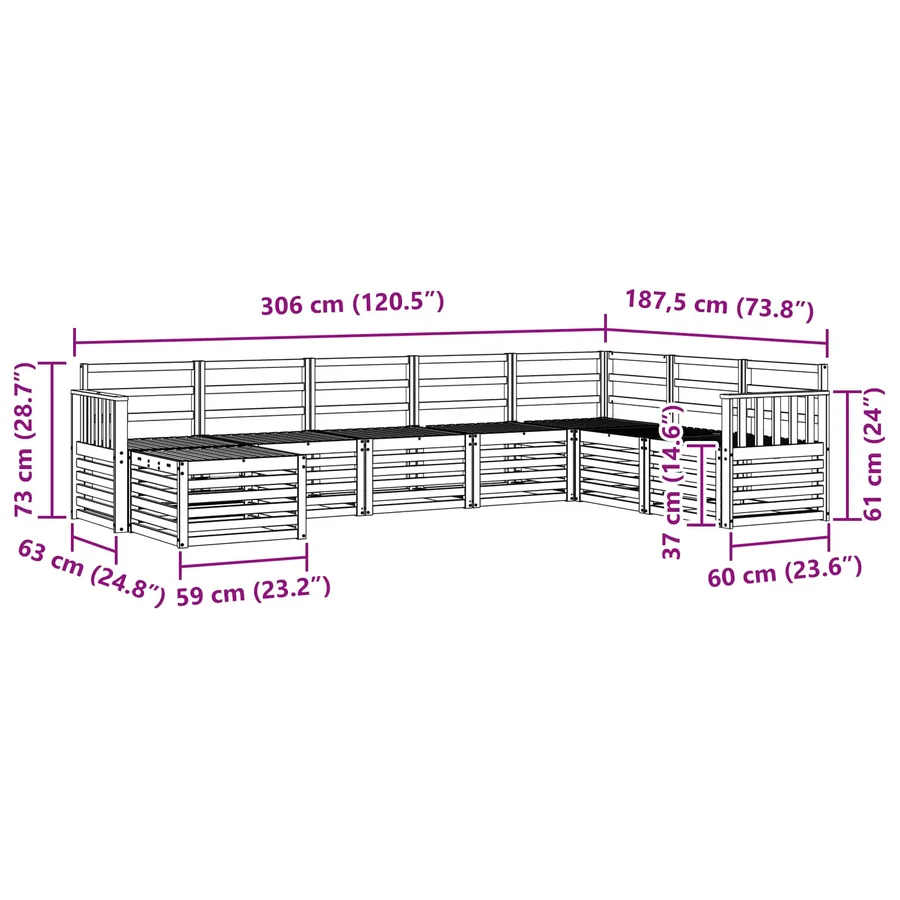 Ensemble de canapés d'extérieur 8 pcs Naturel - 9