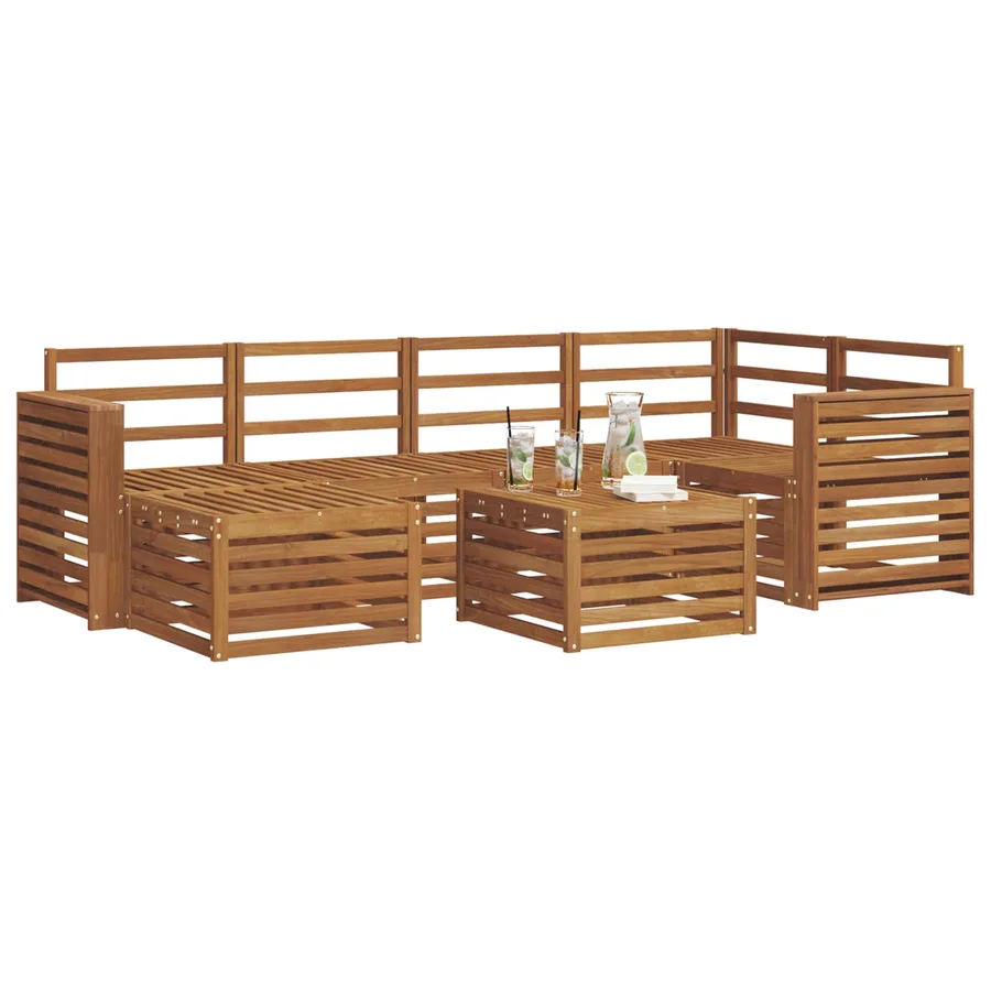 Ensemble de canapé d'angle 7 pcs Naturel Bois d'Acacia Massif - 3