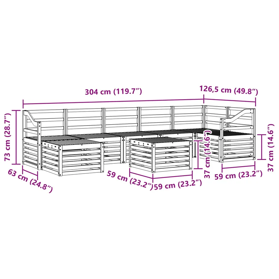 Ensemble de canapés d'extérieur 8 pcs Naturel - 12
