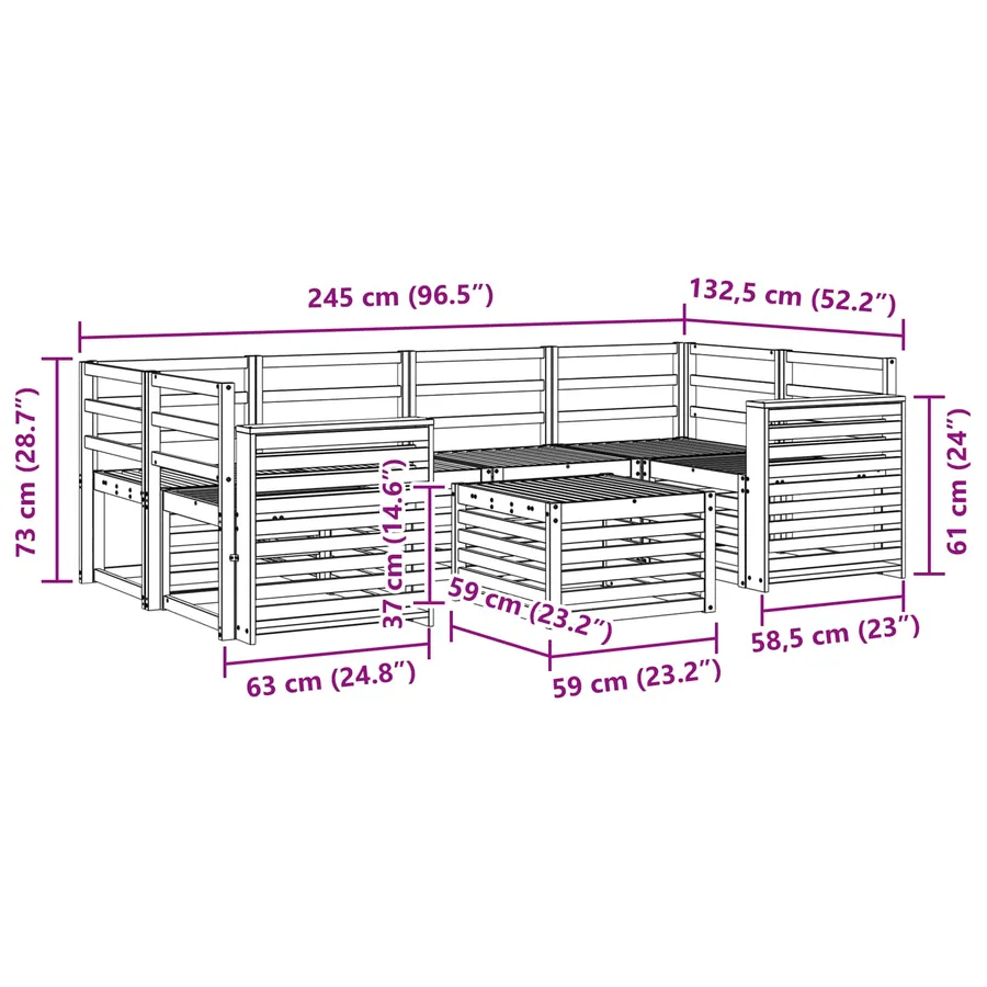 Ensemble de canapés d'extérieur 7 pcs Naturel - 8