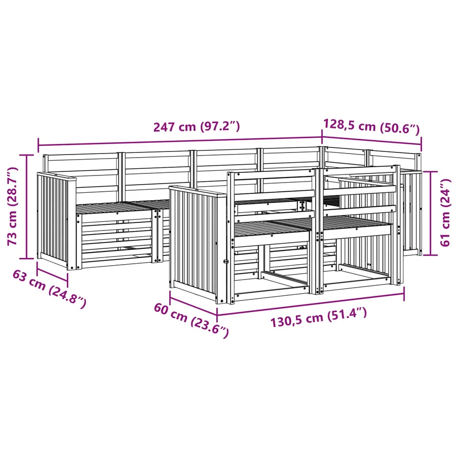 Ensemble de canapé d'angle 7 pcs Naturel - 7