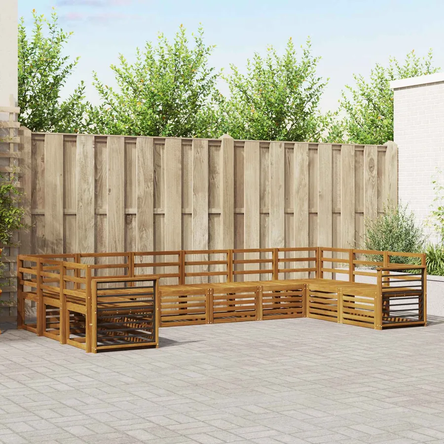 Ensembles de canapés 10 pcs Naturel Bois d'Acacia Massif