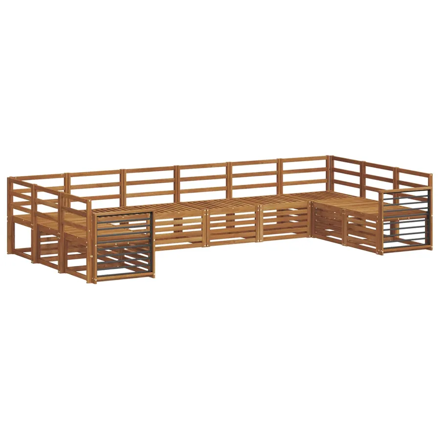 Ensembles de canapés 10 pcs Naturel Bois d'Acacia Massif - 2