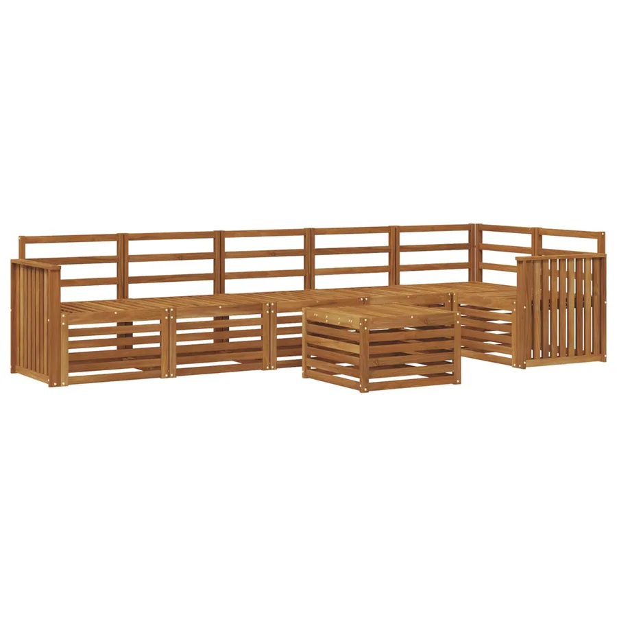 Ensemble de canapé d'angle 7 pcs Naturel Bois d'Acacia Massif - 2