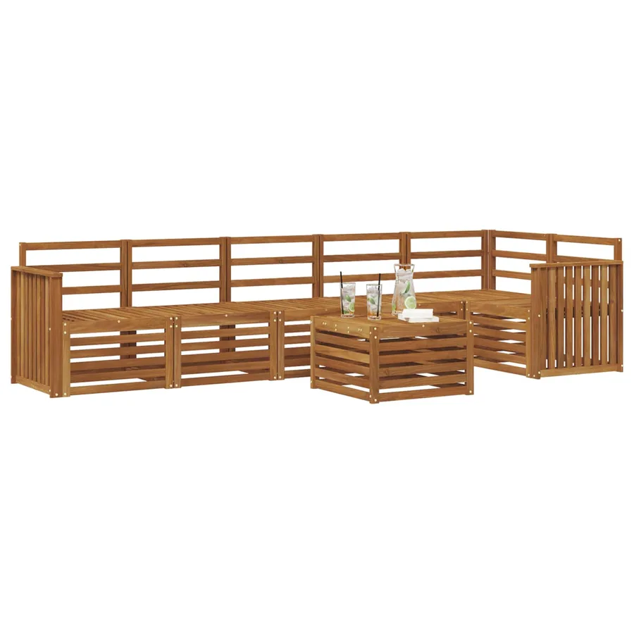 Ensemble de canapé d'angle 7 pcs Naturel Bois d'Acacia Massif - 3
