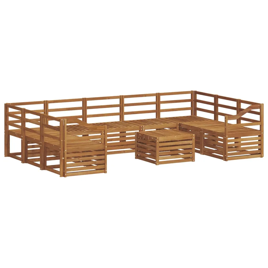 Ensembles de canapés 10 pcs Naturel Bois d'Acacia Massif - 2