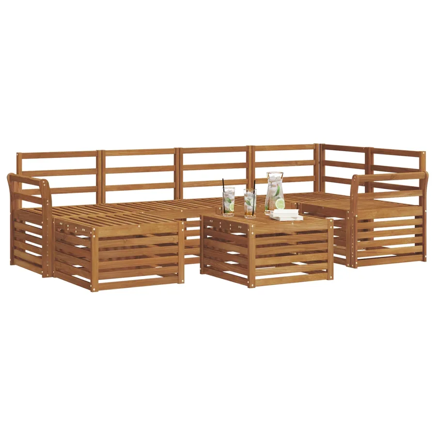 Ensemble de canapé d'angle 7 pcs Naturel Bois d'Acacia Massif - 3
