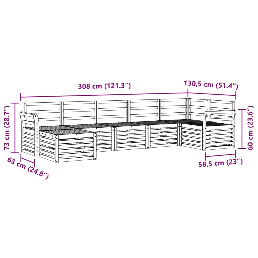 Ensemble de canapé d'angle 7 pcs Naturel Bois d'Acacia Massif - 10