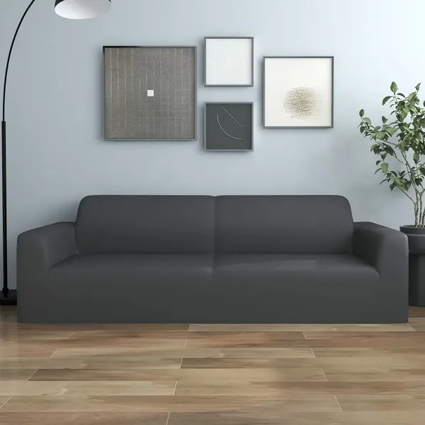 Housse extensible de canapé 2places Anthracite Jersey polyester