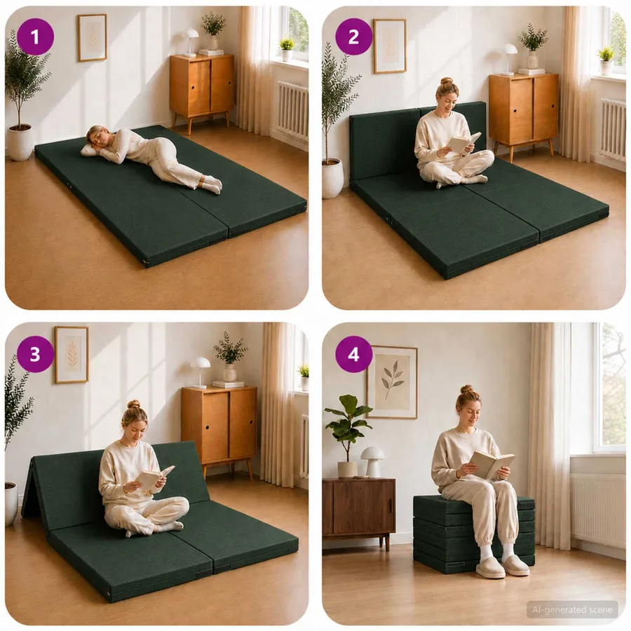 Canapé-lit pliable 140 x 67 x 45 cm Vert foncé - 9