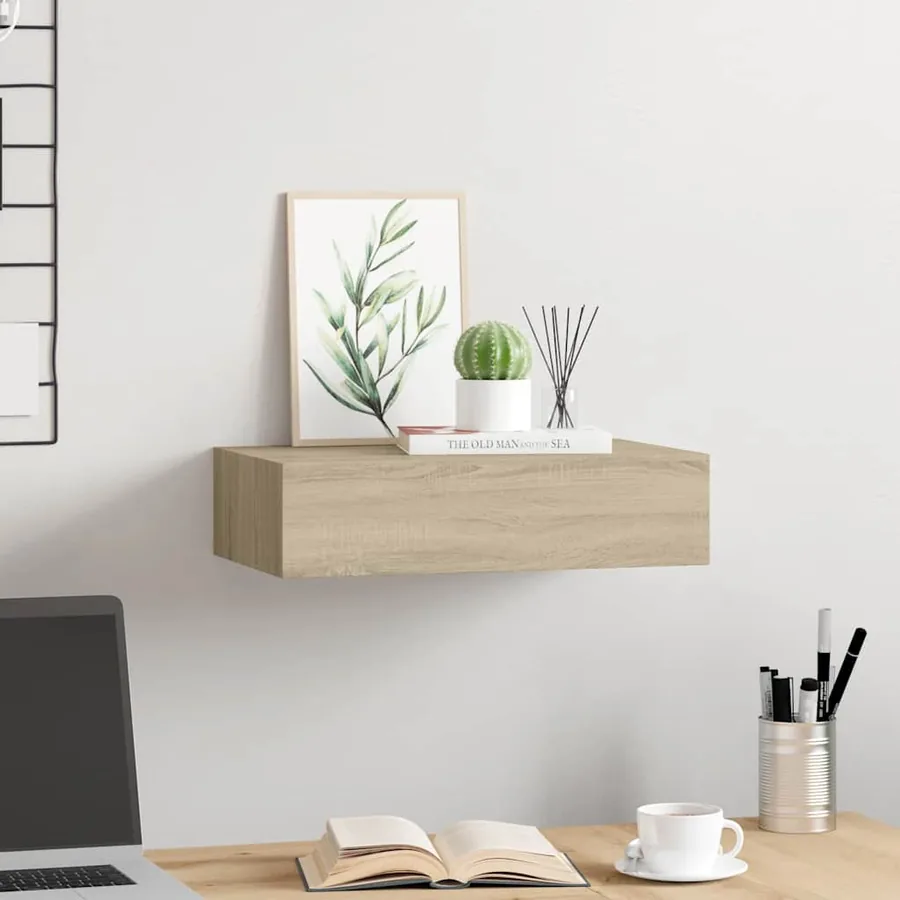Wall drawer shelf oak 40x23.5x10 cm MDF - 3