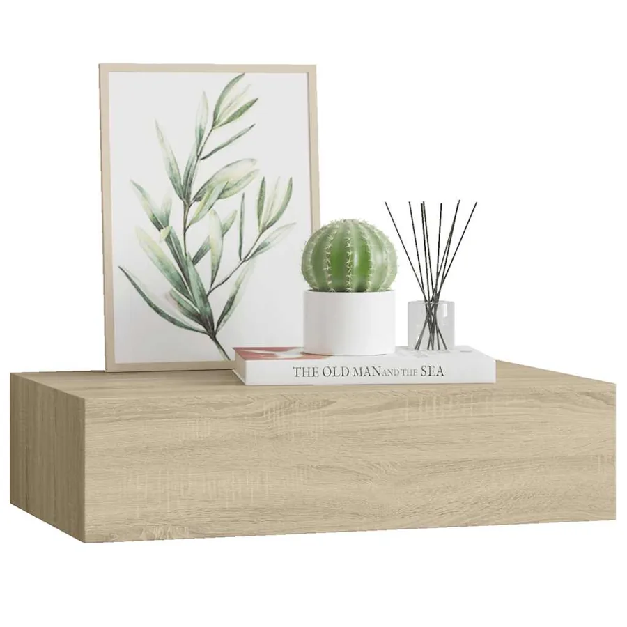 Wall drawer shelf oak 40x23.5x10 cm MDF - 4