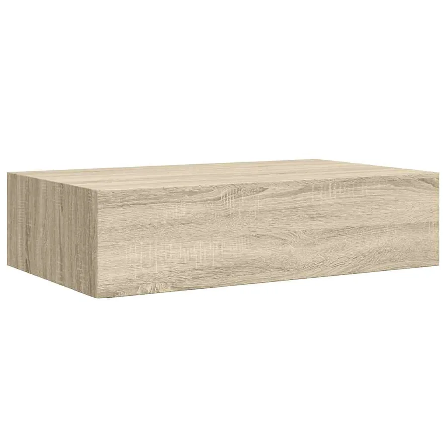 Étagère à tiroir murale chêne 40x23,5x10 cm MDF - 5