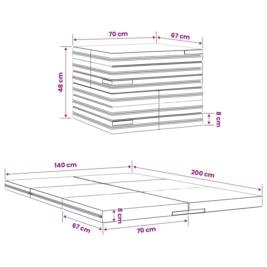 Canapé-lit pliable 140 x 67 x 45 cm Rose - 11