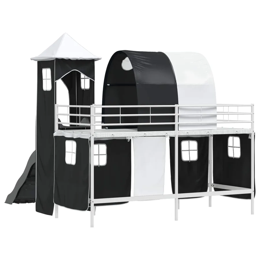 Lit mezzanine pour enfants Uni Blanc et noir 75 x 190 cm métal - 10