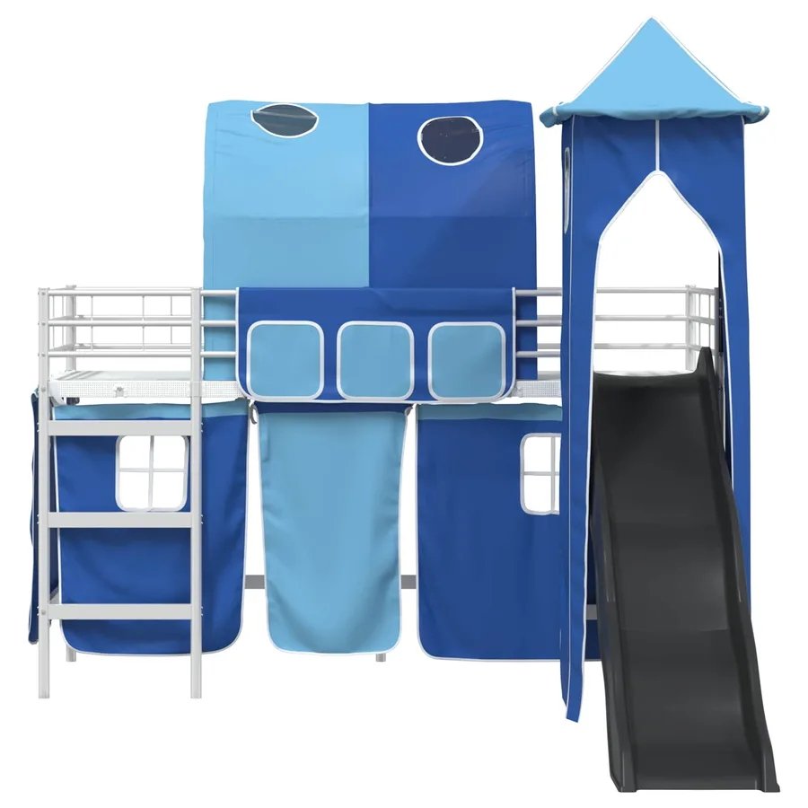 Lit mezzanine pour enfants Uni Blanc et bleu 100 x 190 cm métal - 6