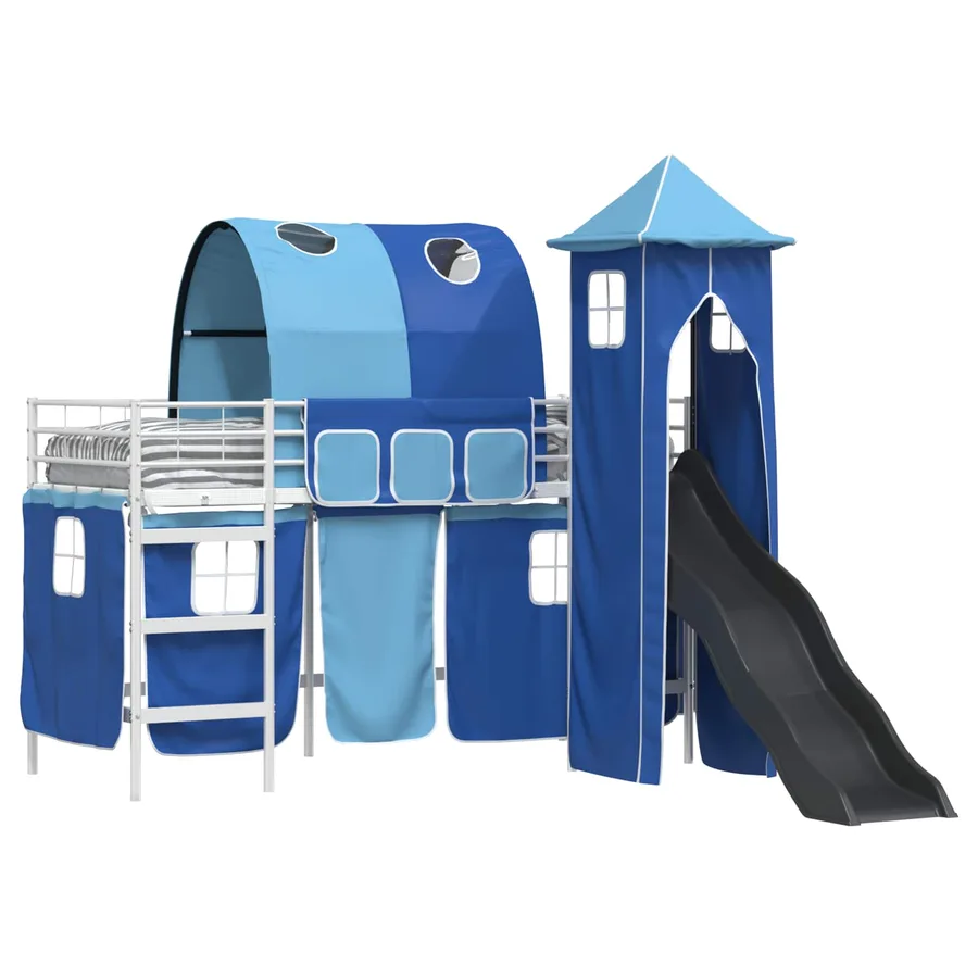 Lit mezzanine pour enfants Uni Blanc et bleu 75 x 190 cm métal - 2