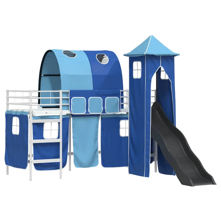 Lit mezzanine pour enfants Uni Blanc et bleu 75 x 190 cm métal - 4