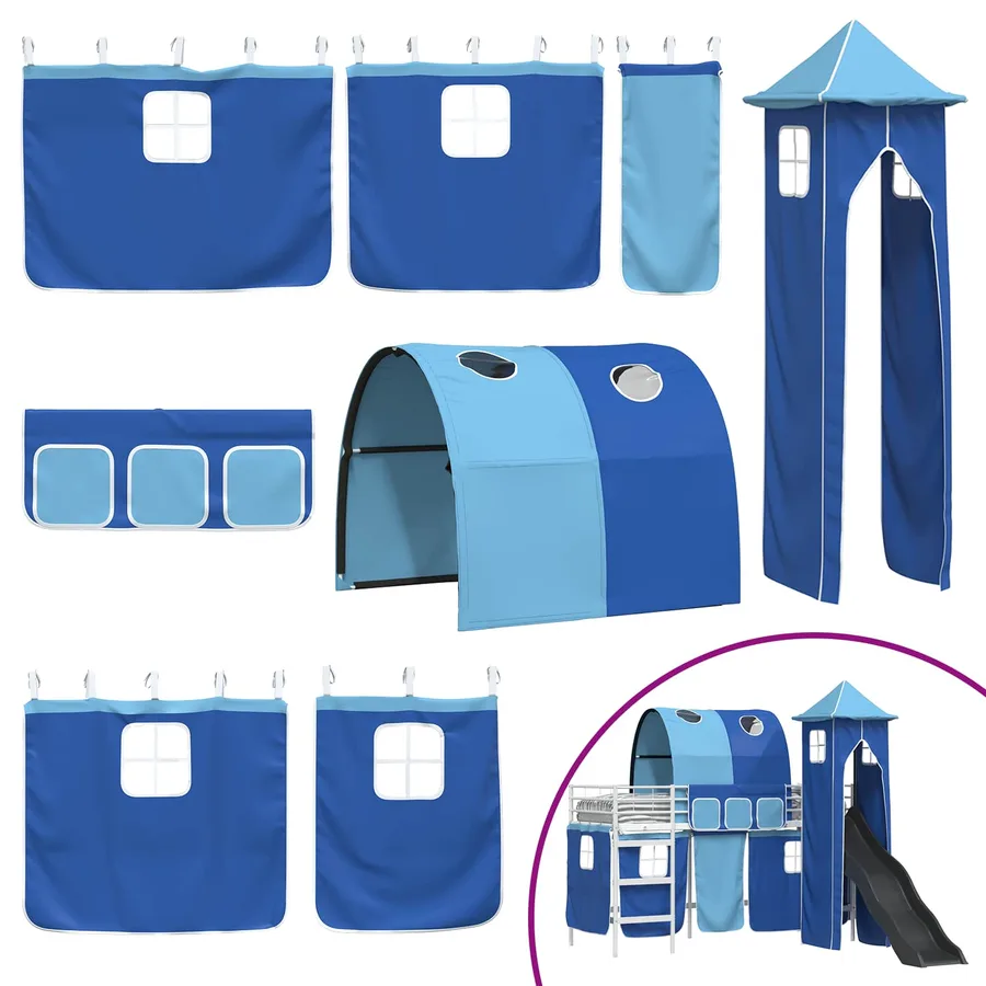 Lit mezzanine pour enfants Uni Blanc et bleu 75 x 190 cm métal - 7