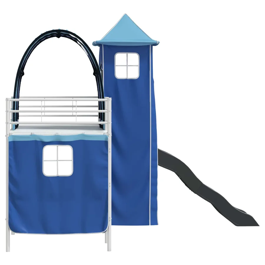 Lit mezzanine pour enfants Uni Blanc et bleu 75 x 190 cm métal - 9