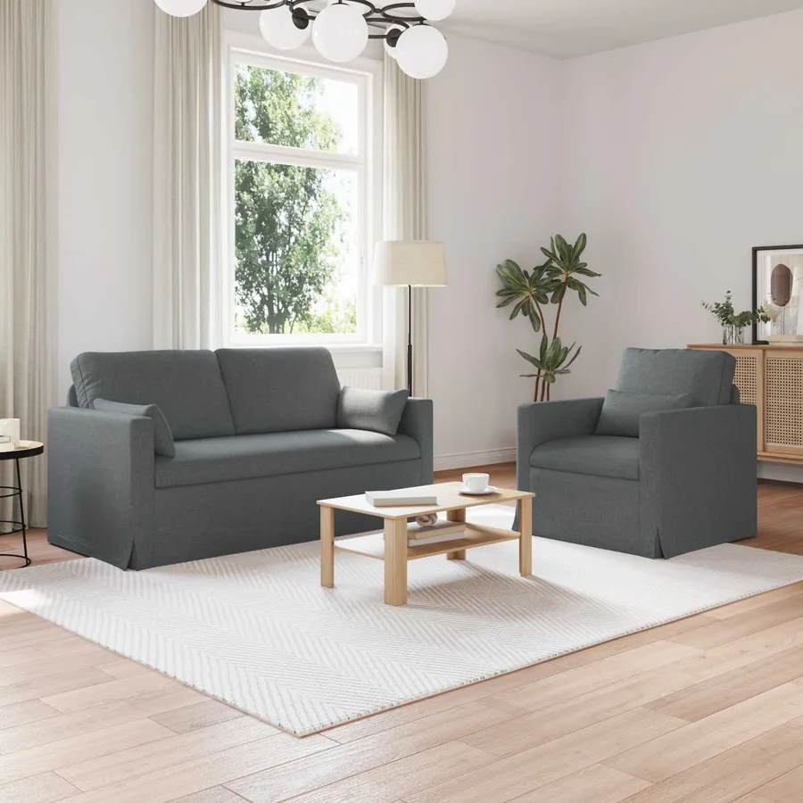 Ensemble de Canapés 2 pcs Gris foncé 158 x 78 x 80 cm tissu