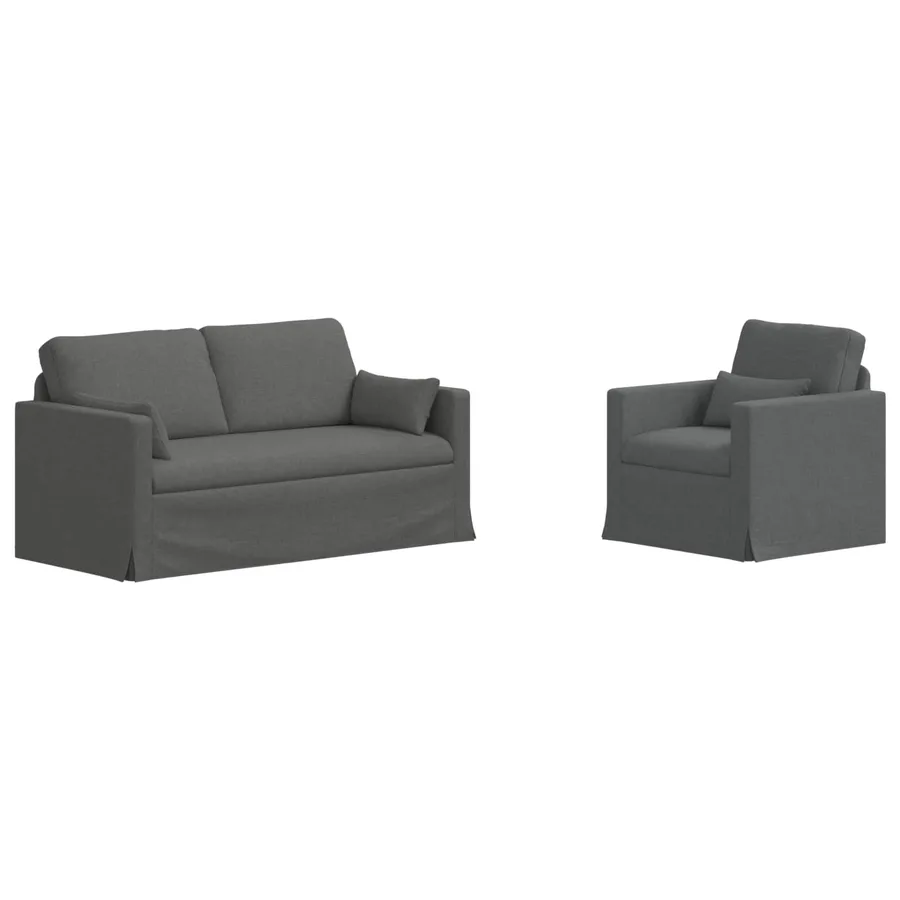 Ensemble de Canapés 2 pcs Gris foncé 158 x 78 x 80 cm tissu - 2