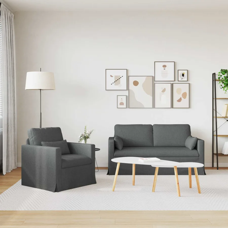 Ensemble de Canapés 2 pcs Gris foncé 158 x 78 x 80 cm tissu - 3