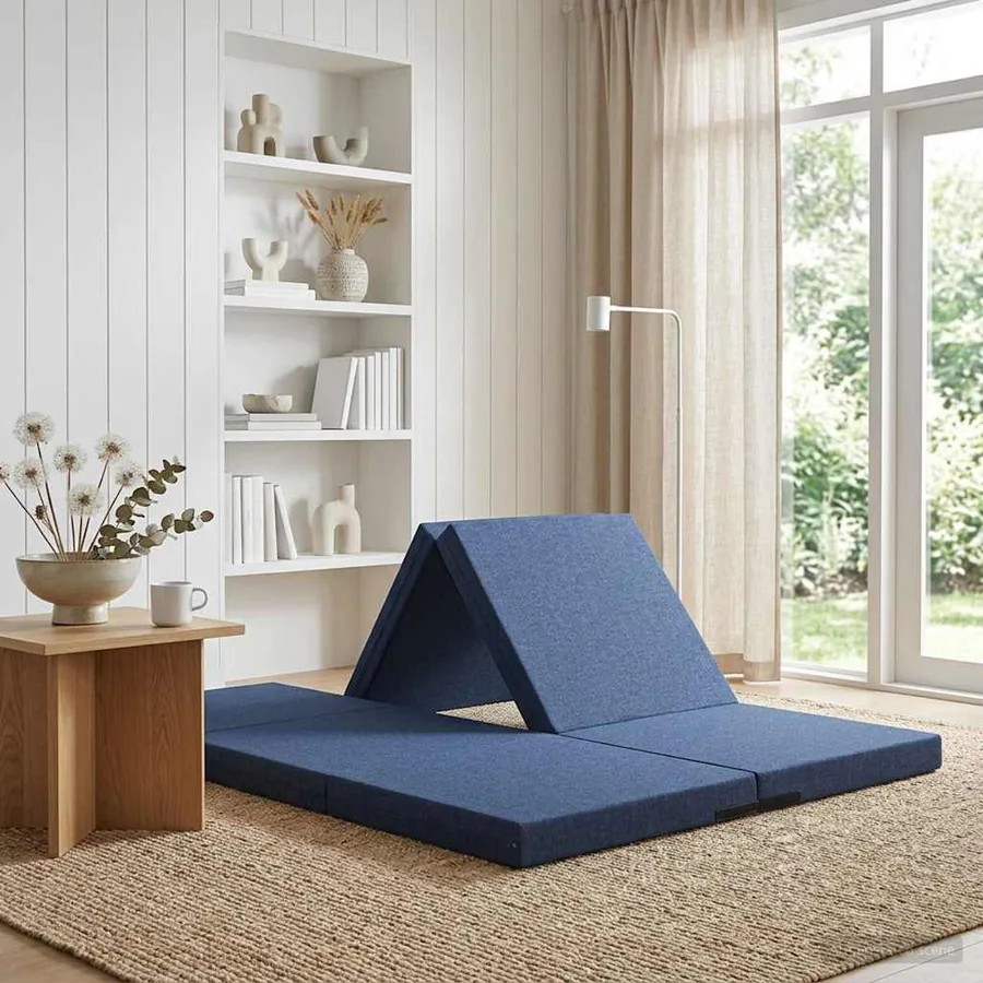 Canapé-lit pliable 140 x 67 x 45 cm Bleu