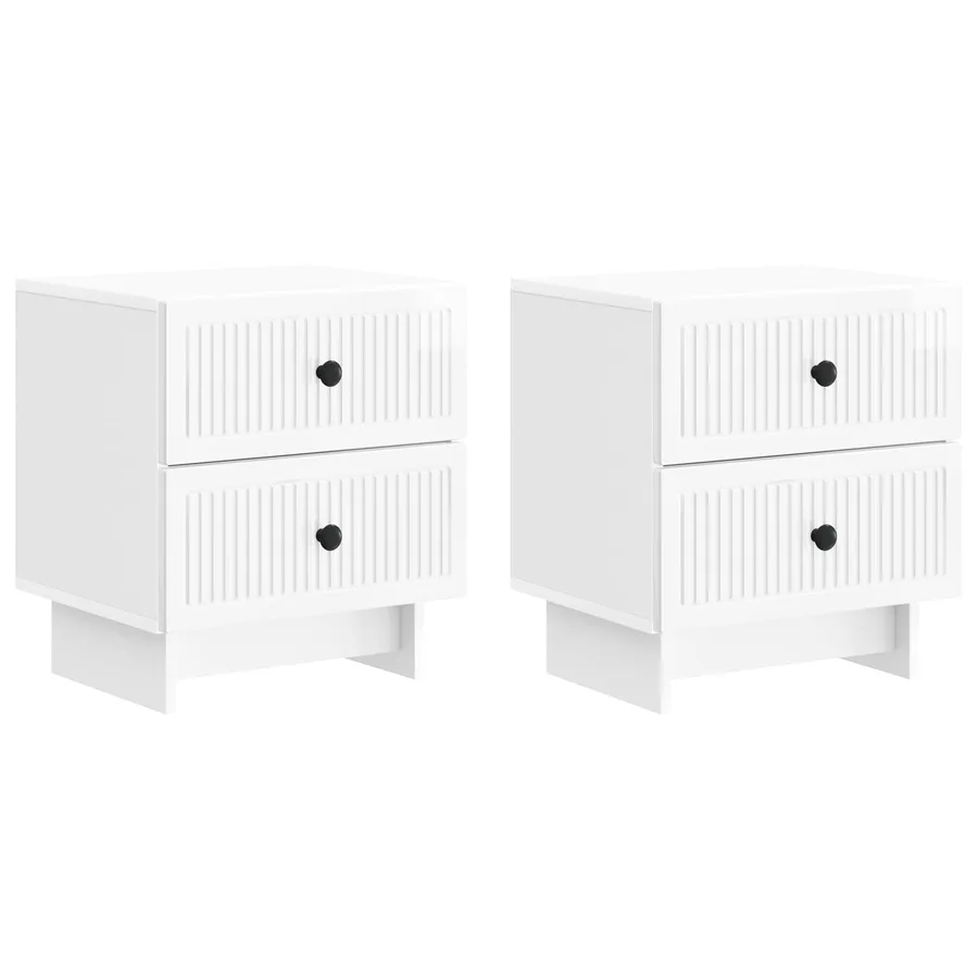 Cabinet de chevet 2 pcs Blanc brillant 43 x 34,5 x 47,5 cm - 2