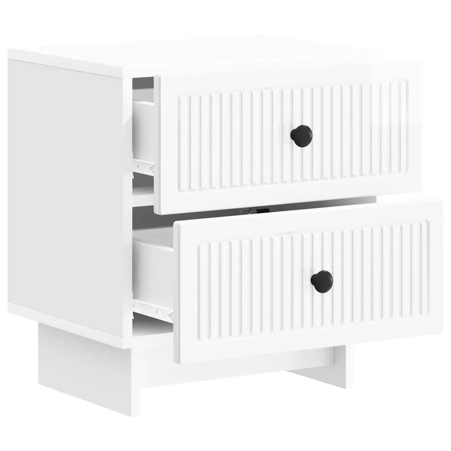 Cabinet de chevet 2 pcs Blanc brillant 43 x 34,5 x 47,5 cm - 6