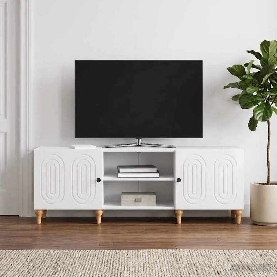 Meuble TV Blanc brillant 150 x 31 x 50 cm Bois d'ingénierie