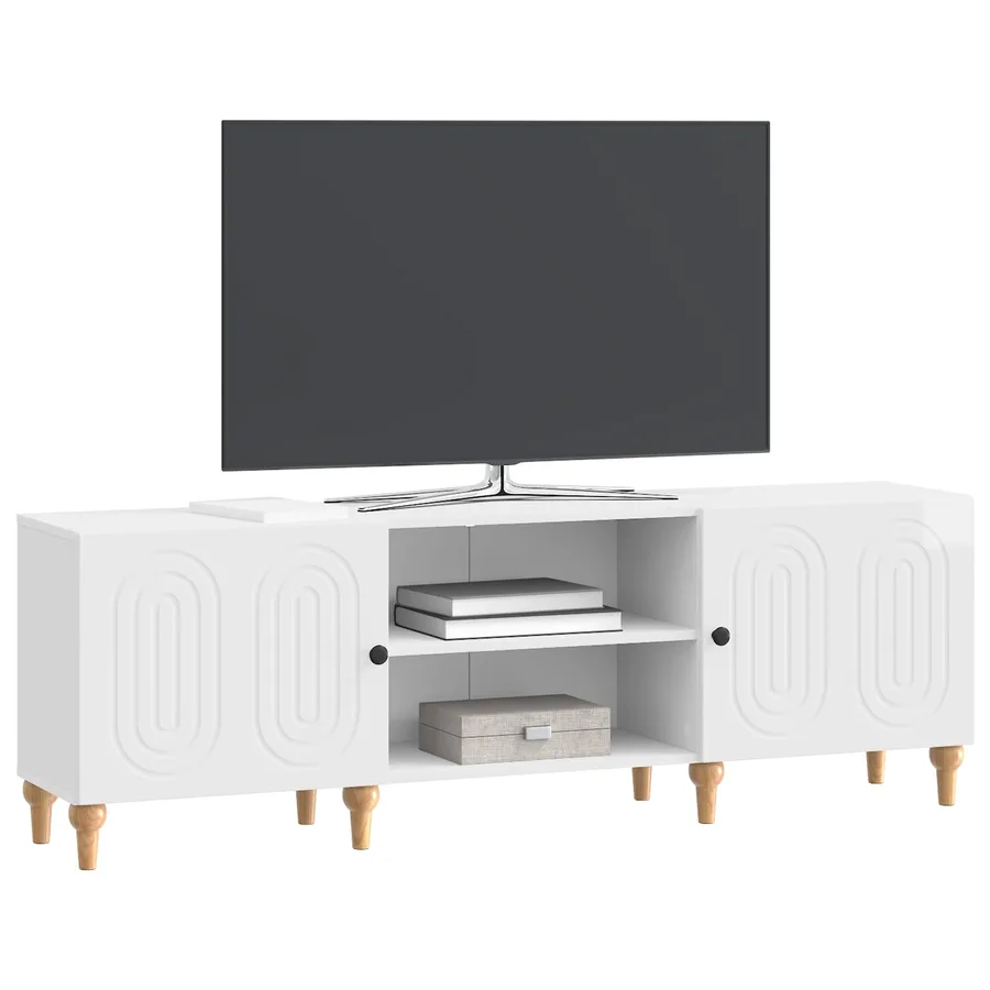 Meuble TV Blanc brillant 150 x 31 x 50 cm Bois d'ingénierie - 3