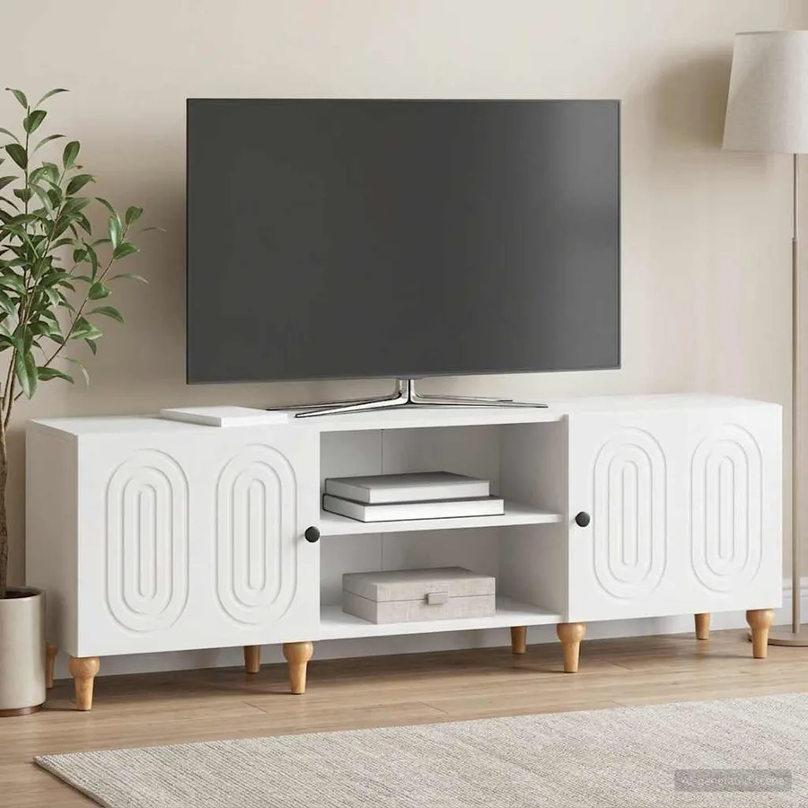 Meuble TV Blanc brillant 150 x 31 x 50 cm Bois d'ingénierie - 4