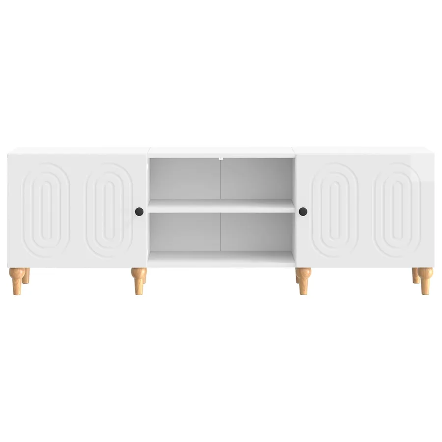 Meuble TV Blanc brillant 150 x 31 x 50 cm Bois d'ingénierie - 6