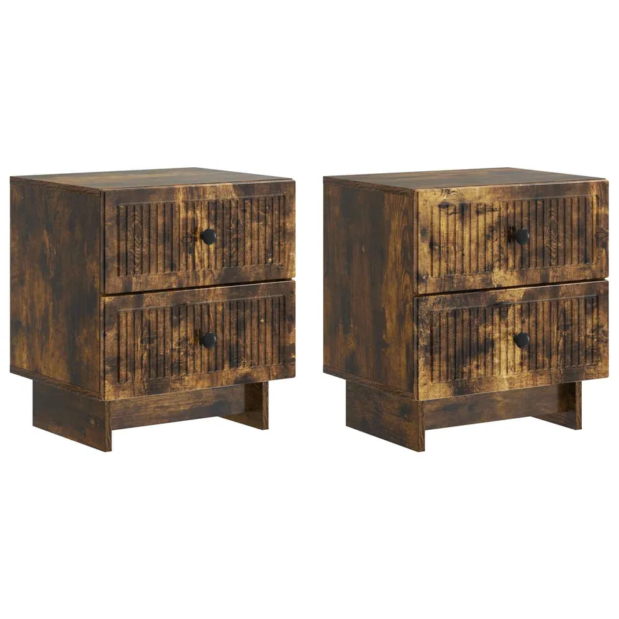 Cabinet de chevet 2 pcs Chêne fumé 43 x 34,5 x 47,5 cm - 2