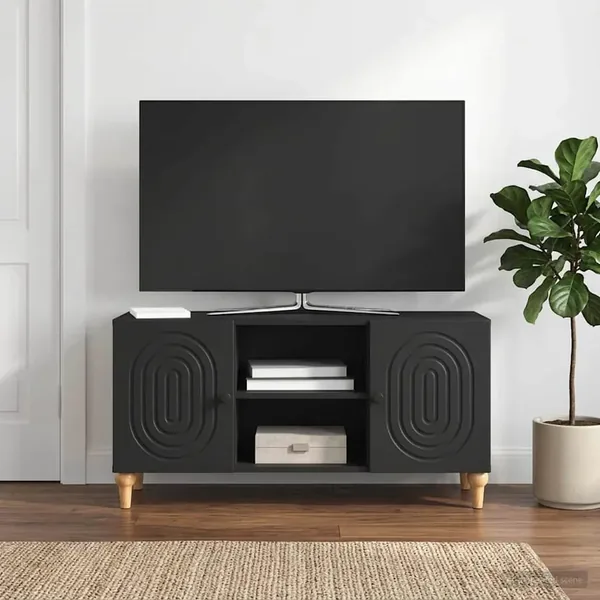Meuble TV Noir 102 x 34,5 x 50 cm Bois d'ingénierie