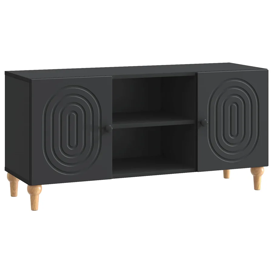 Meuble TV Noir 102 x 34,5 x 50 cm Bois d'ingénierie - 2