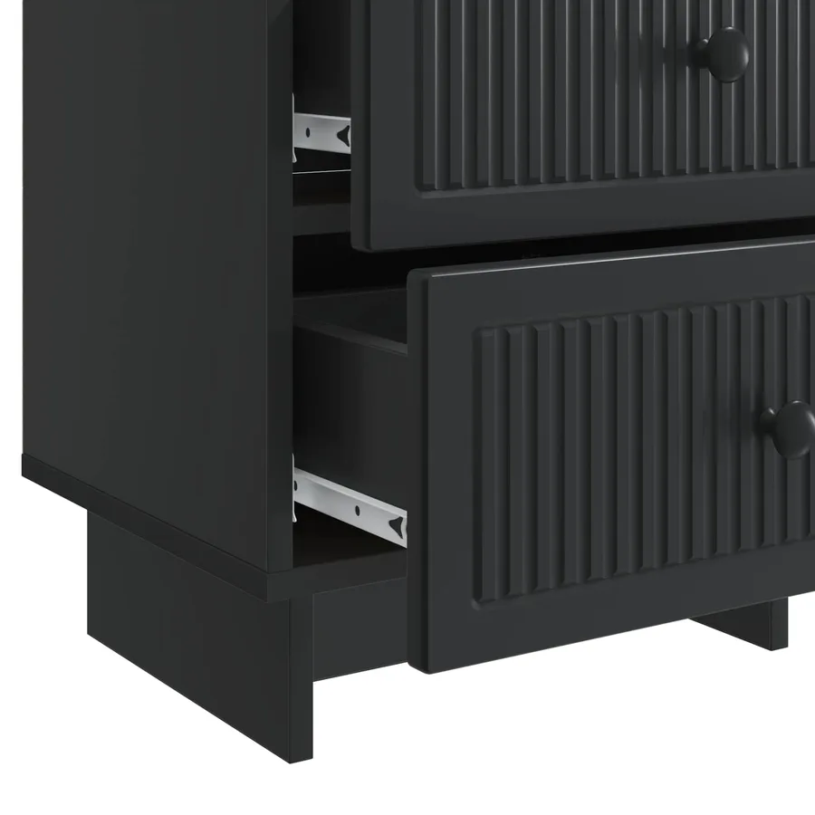 Cabinet de chevet avec tiroir 2 pcs Noir 43 x 34,5 x 47,5 cm - 11