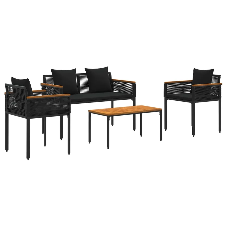 Ensemble de meubles d'extérieur 4 pcs Noir polyrotin - 2