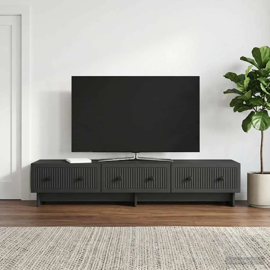 Meuble TV avec tiroir Noir 147 x 34,5 x 30 cm Bois d'ingénierie
