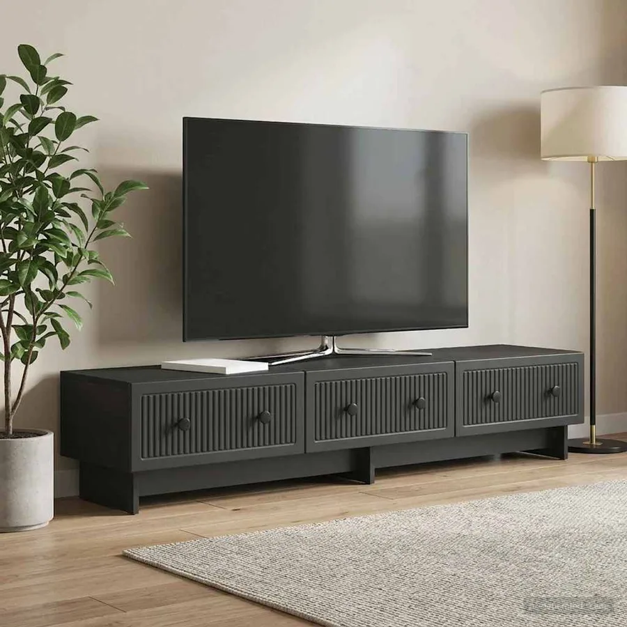 Meuble TV avec tiroir Noir 147 x 34,5 x 30 cm Bois d'ingénierie - 4