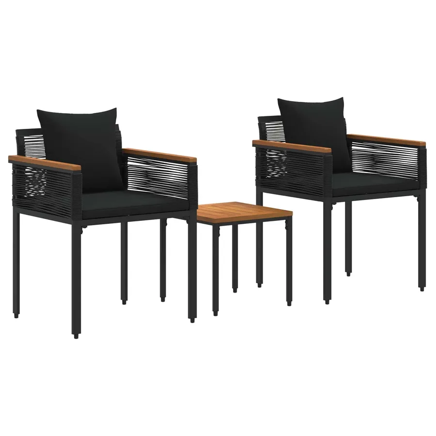 Ensemble de meubles d'extérieur avec coussin Noir polyrotin - 2