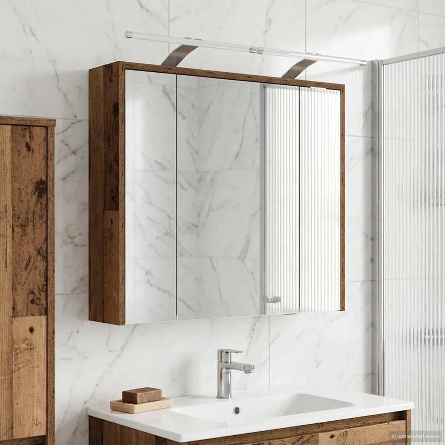 Armoire Miroir de Salle de Bain Bois ancien 73,5 x 16 x 62,5 cm