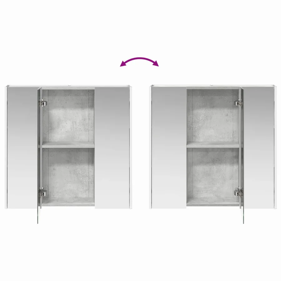 Armoire Miroir de Salle de Bain Gris béton 73.5 x 15.5 x 70 cm - 12