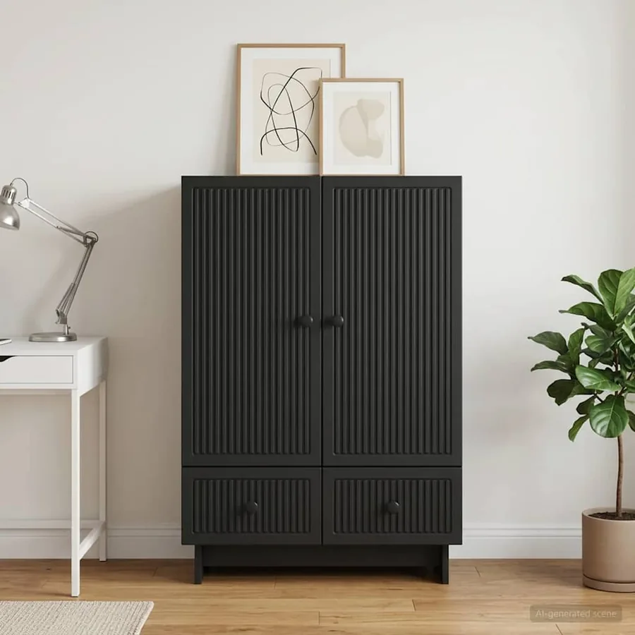 Buffet Noir 66 x 34,5 x 95 cm Bois d’ingénierie