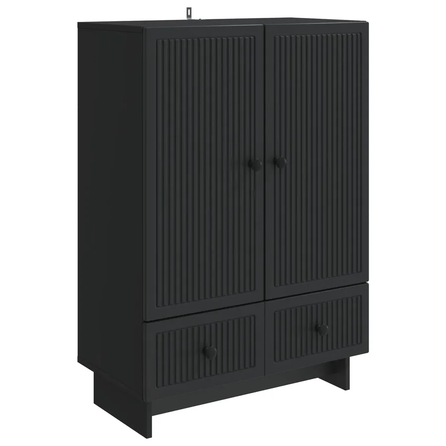 Buffet Noir 66 x 34,5 x 95 cm Bois d’ingénierie - 2