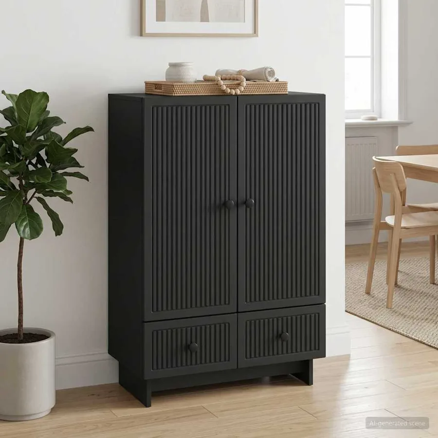 Buffet Noir 66 x 34,5 x 95 cm Bois d’ingénierie - 4