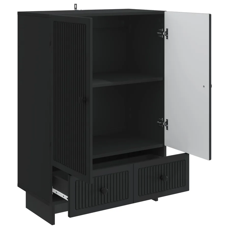 Buffet Noir 66 x 34,5 x 95 cm Bois d’ingénierie - 5